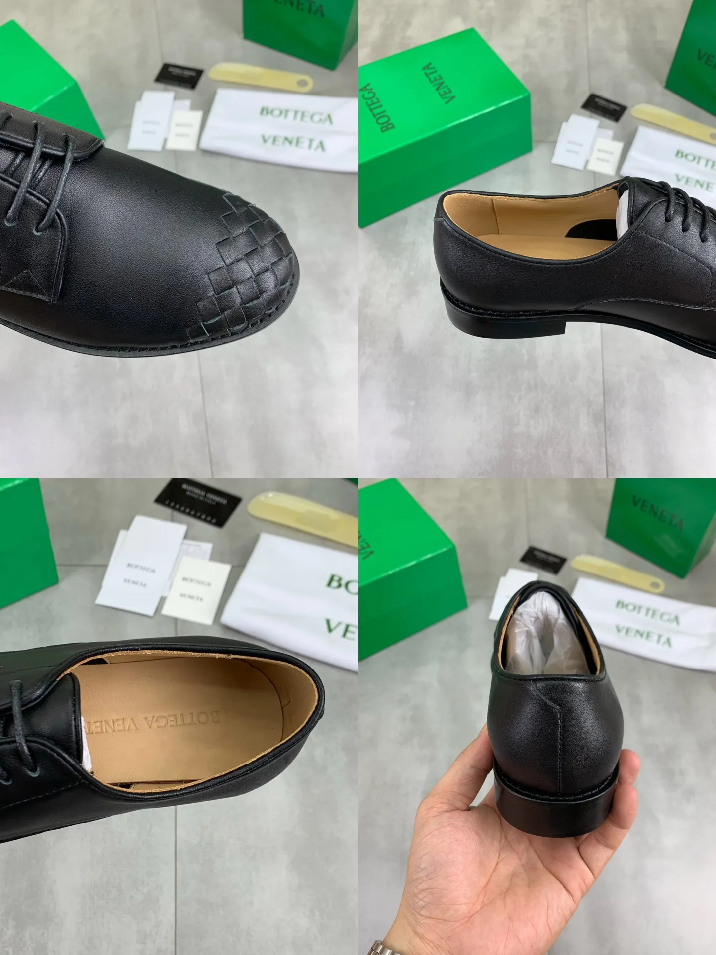 Factory price P860💰Top quality (genuine leather outsole series)💎💎💎 BOTTEGA VENETA official website synchronizes the latest model, top version of the highest version of BV business leather shoes in the market, accept material comparison, shoe type comparison, process comparison, practical and textured, versatile and suitable for any occasion, the more you look at it, the more flavorful it becomes. Pure hand-woven craftsmanship - upper material, imported original hand-woven calfskin - high-quality water-dyed cowhide inside - original private model customized handmade leather outsole -Size: female 35-39 (34 40 customized) male 39-44 (38 45 customized) Comes with original BV green box, complete packaging.